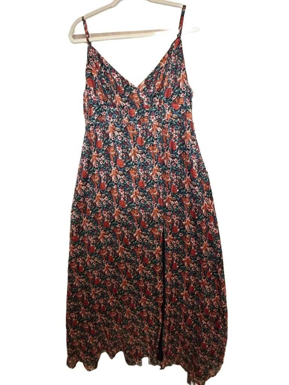 Lulus Cottagecore Fall Floral Maxi Dress Size L Slit